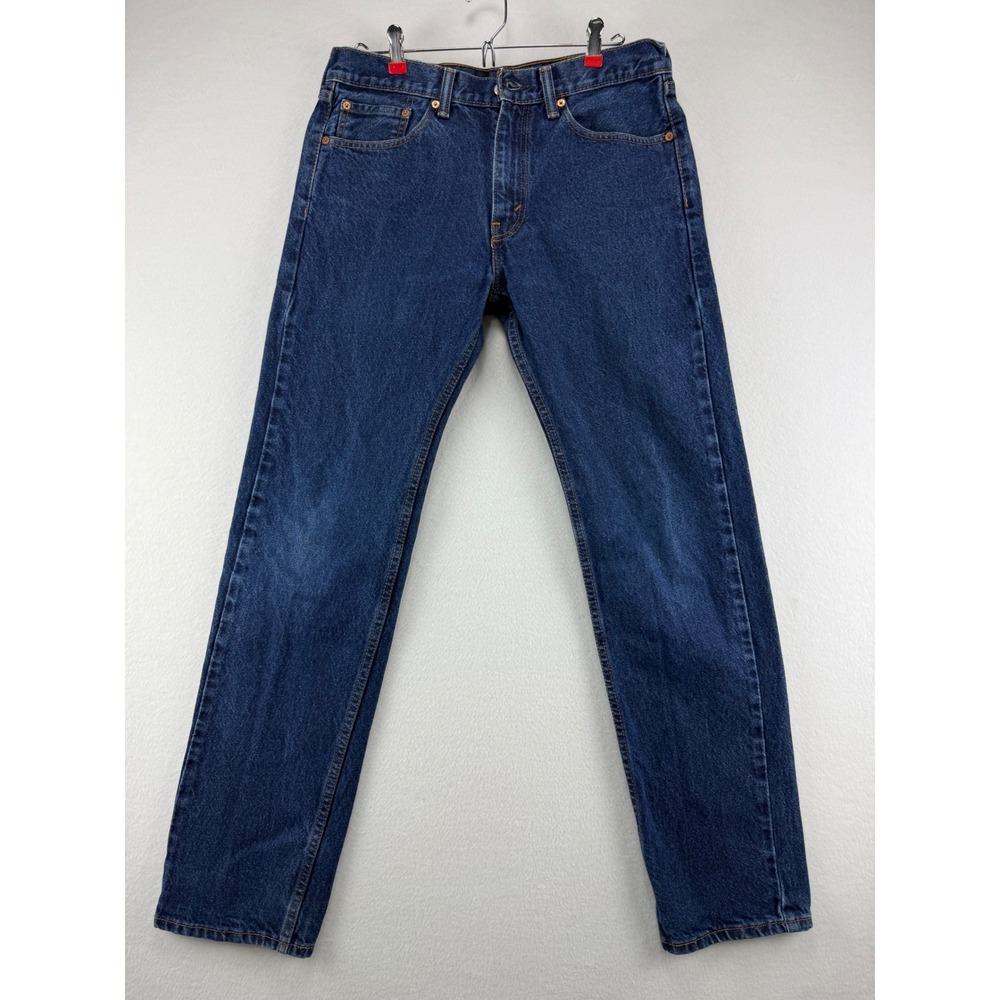 Levi's 505 Regular Fit Jeans Mens 32x34 Dark Wash‎ Straight Leg Denim